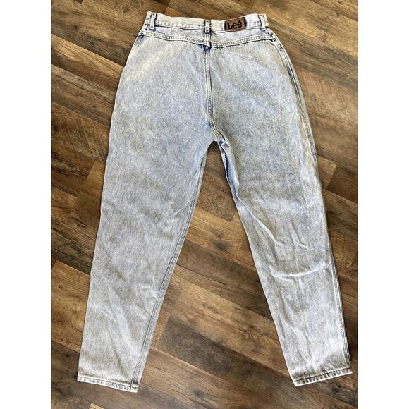 Vintage 80's Lee Acid Wash High Waisted Tapered Leg Denim Jeans - Picture 5 of 7